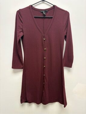 4 for $25 🍷 Forever 21 Burgundy Ribbed Button Front Dress – Size M